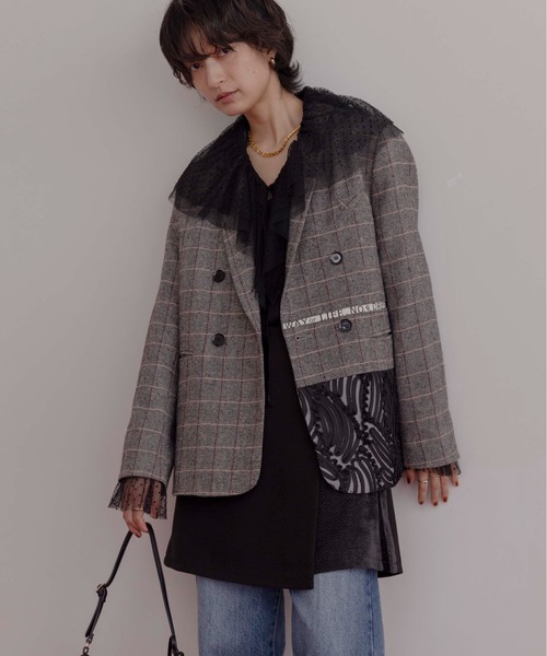 チェックツィード ロゴテープジャケット Eimee Law│Eimee Law