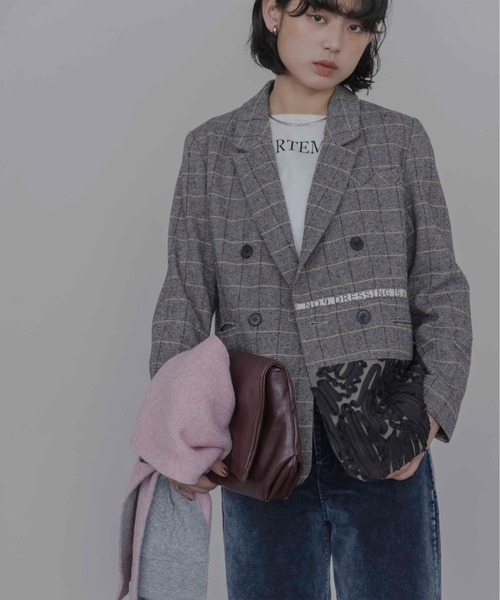 Eimee Law(エイミーロウ)の「チェックツイード ロゴテープジャケット(テーラードジャケット・レディース・ブラウン/ブラック系/チャコールグレー/ブラック系その他/グレー系その他/ブラウン系その他・FREE)」の9枚目の写真