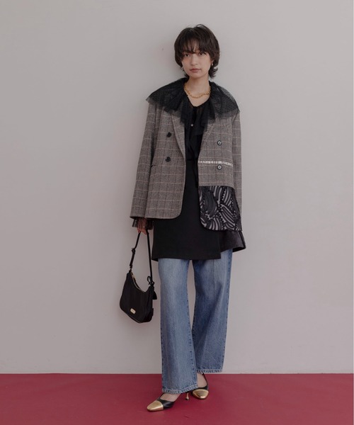 Eimee Law(エイミーロウ)の「チェックツイード ロゴテープジャケット(テーラードジャケット・レディース・ブラウン/ブラック系/チャコールグレー/ブラック系その他/グレー系その他/ブラウン系その他・FREE)」の12枚目の写真
