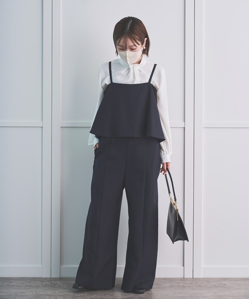 Sirin(シリン)の「≪人気インフルエンサー cahoさんコラボ≫ パウダーツイルドレープオールインワン【2サイズ展開】(つなぎ/オールインワン・レディース・ネイビー/チャコールグレー/ブラック系その他・SMALL/X-SMALL)」の3枚目の写真