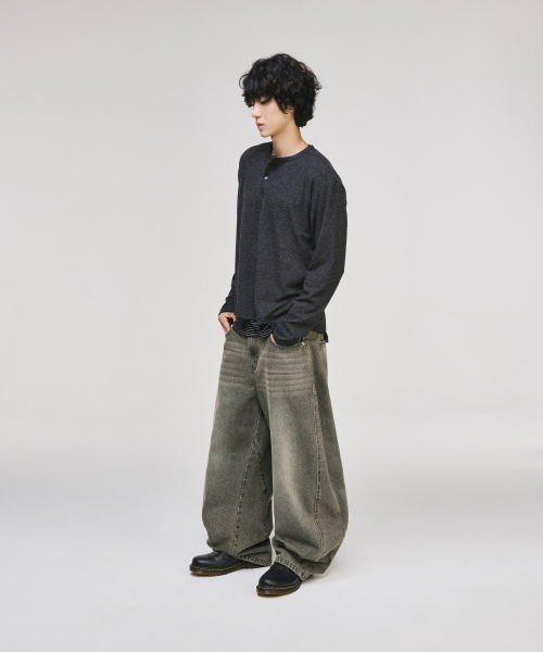 SIGNATURE（シグネチャ）の「ツイストカーブデニムパンツ[ウォッシュドカーキ]（デニムパンツ・レディース・その他・X-LARGE/LARGE/MEDIUM/SMALL）」の3枚目の写真