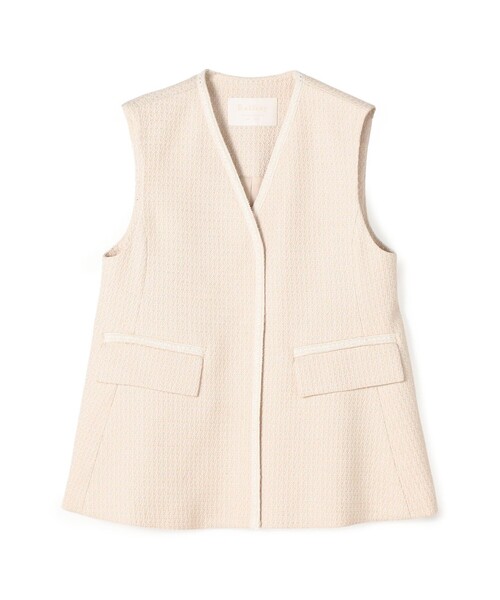 BALLSEY（ボールジィ）の「ライトファンシーツイード ペプラムジレ（ベスト・レディース・ライトベージュ/ネイビー・36）」の2枚目の写真