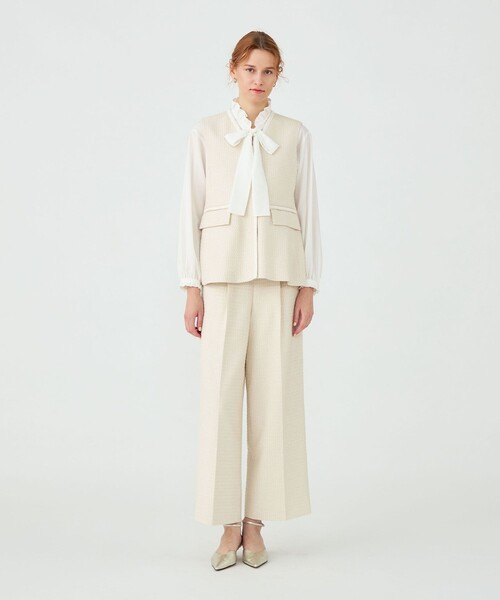 BALLSEY（ボールジィ）の「ライトファンシーツイード ペプラムジレ（ベスト・レディース・ライトベージュ/ネイビー・36）」の3枚目の写真