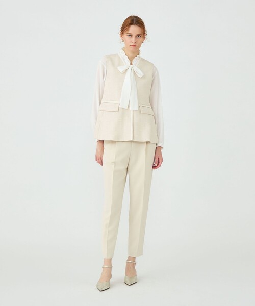 BALLSEY（ボールジィ）の「ライトファンシーツイード ペプラムジレ（ベスト・レディース・ライトベージュ/ネイビー・36）」の4枚目の写真