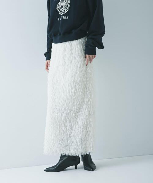 URBAN RESEARCH（アーバンリサーチ）の「フリンジジャガードスカート（スカート・レディース・ブラック/オフホワイト・38/36）」の20枚目の写真