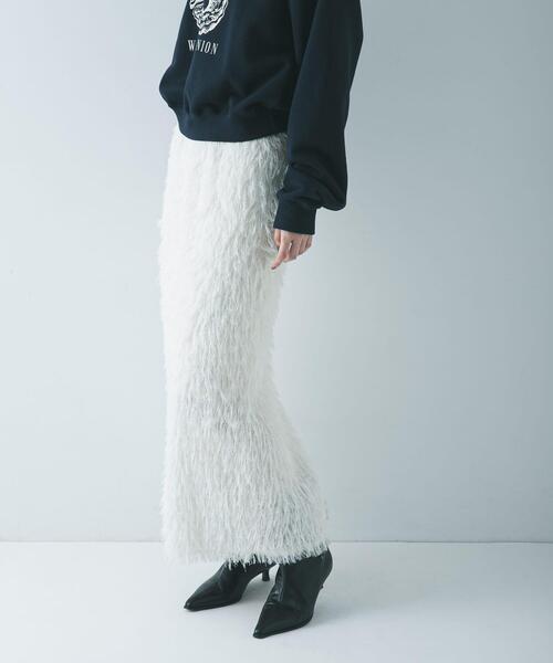 URBAN RESEARCH（アーバンリサーチ）の「フリンジジャガードスカート（スカート・レディース・ブラック/オフホワイト・38/36）」の21枚目の写真