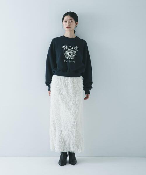 URBAN RESEARCH（アーバンリサーチ）の「フリンジジャガードスカート（スカート・レディース・ブラック/オフホワイト・38/36）」の4枚目の写真