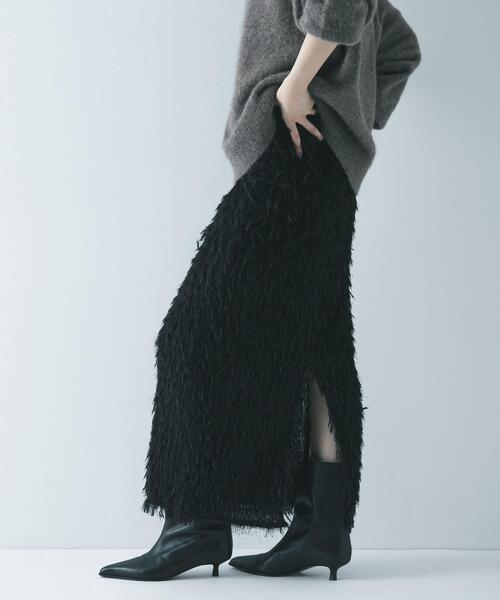 URBAN RESEARCH（アーバンリサーチ）の「フリンジジャガードスカート（スカート・レディース・ブラック/オフホワイト・38/36）」の7枚目の写真