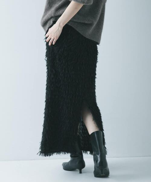 URBAN RESEARCH（アーバンリサーチ）の「フリンジジャガードスカート（スカート・レディース・ブラック/オフホワイト・38/36）」の8枚目の写真