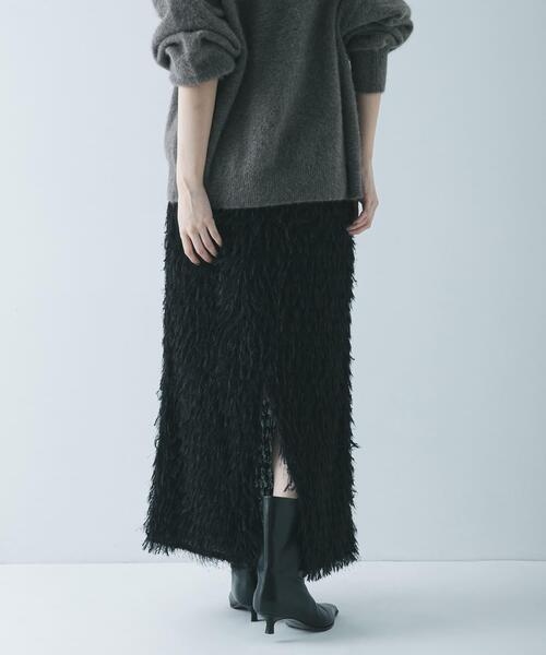 URBAN RESEARCH（アーバンリサーチ）の「フリンジジャガードスカート（スカート・レディース・ブラック/オフホワイト・38/36）」の9枚目の写真