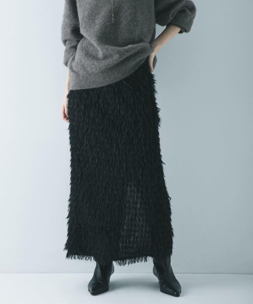 URBAN RESEARCH（アーバンリサーチ）の「フリンジジャガードスカート（スカート・レディース・ブラック/オフホワイト・38/36）」の10枚目の写真