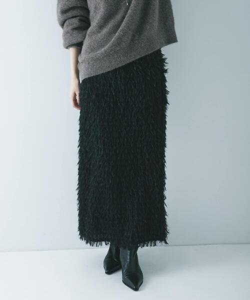 URBAN RESEARCH（アーバンリサーチ）の「フリンジジャガードスカート（スカート・レディース・ブラック/オフホワイト・38/36）」の11枚目の写真