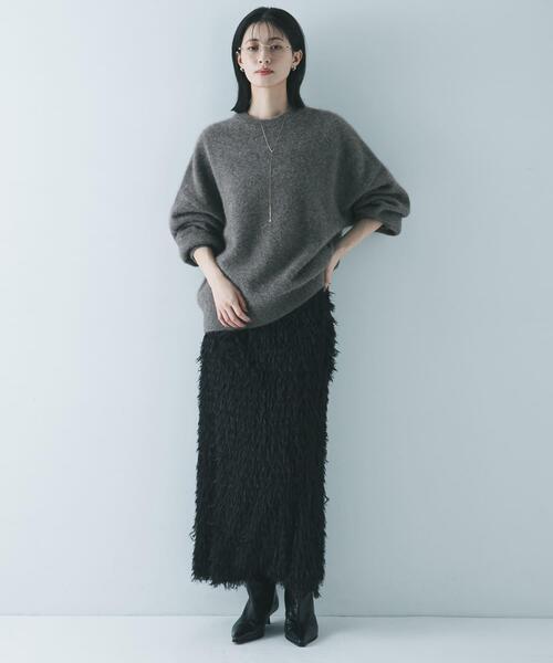 URBAN RESEARCH（アーバンリサーチ）の「フリンジジャガードスカート（スカート・レディース・ブラック/オフホワイト・38/36）」の12枚目の写真