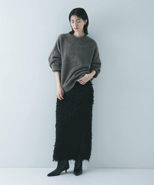 URBAN RESEARCH（アーバンリサーチ）の「フリンジジャガードスカート（スカート・レディース・ブラック/オフホワイト・38/36）」の13枚目の写真