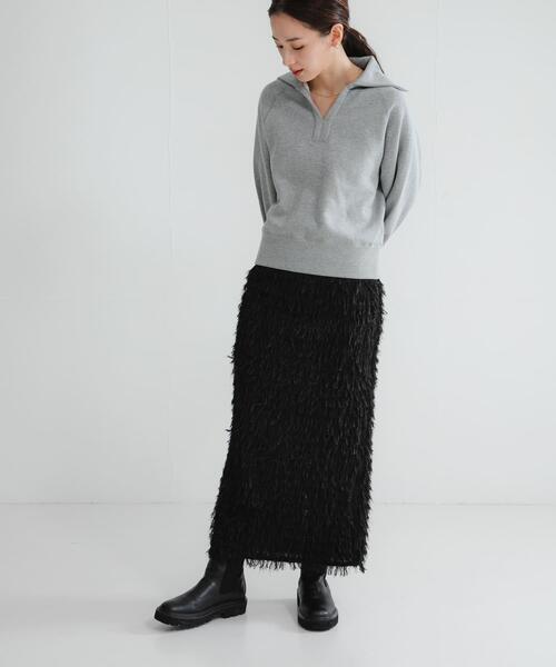 URBAN RESEARCH（アーバンリサーチ）の「フリンジジャガードスカート（スカート・レディース・ブラック/オフホワイト・38/36）」の14枚目の写真