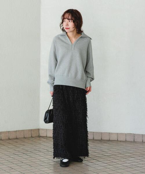 URBAN RESEARCH（アーバンリサーチ）の「フリンジジャガードスカート（スカート・レディース・ブラック/オフホワイト・38/36）」の15枚目の写真