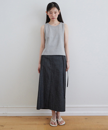 STEP AROUND（ステップアラウンド）の「Belted H-line skirt_BLACK DENIM（スカート）」
