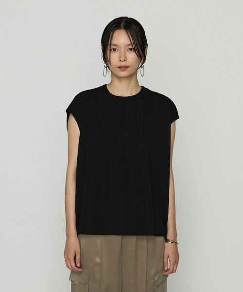 Gabardine K.T(ギャバジンケーティー)の「〔 +サイズ 〕 ハイテンションポンチライト フレンチスリーブロングプルオーバー(Tシャツ/カットソー・レディース・ブラック/オフホワイト・13号)」の16枚目の写真