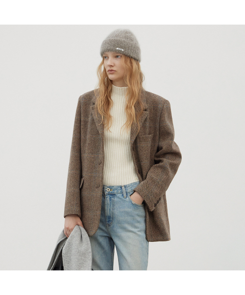 LEVAR（レバー）の「Alpaca Check Quilting Jacket - Brown（テーラードジャケット・レディース・その他・SMALL）」の4枚目の写真