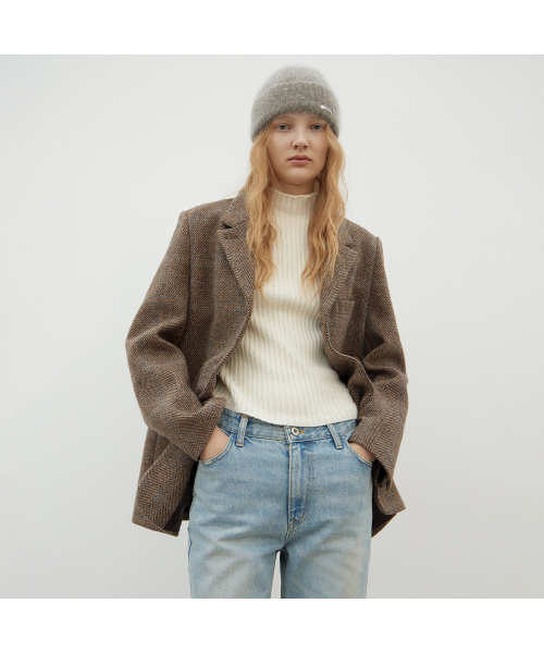 LEVAR（レバー）の「Alpaca Check Quilting Jacket - Brown（テーラードジャケット・レディース・その他・SMALL）」の5枚目の写真
