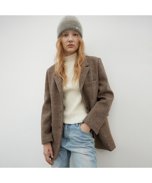 LEVAR（レバー）の「Alpaca Check Quilting Jacket - Brown（テーラードジャケット・レディース・その他・SMALL）」の6枚目の写真