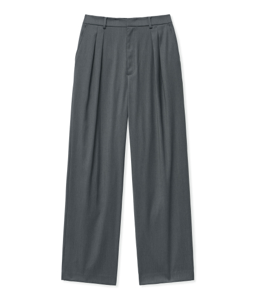 ワイドハーフバンディングツーピンタックスラックスGREY