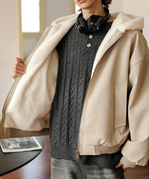 neos（ネオス）の「【neos】ルーズシルエット 裏ボア ビンテージライク PU ファー フードブルゾン メンズ 韓国ファッション（ブルゾン）」