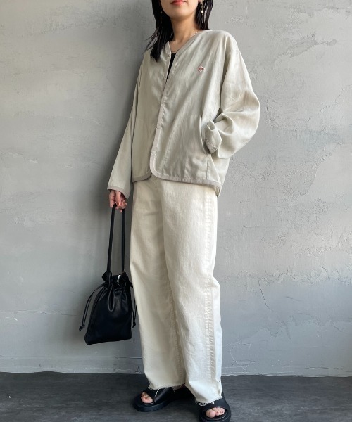 DANTON（ダントン）の「[DANTON/ダントン] Vネック リネンシャツカーディガン（シャツ/ブラウス・レディース・グレイッシュベージュ/ブラック・38/36）」の6枚目の写真