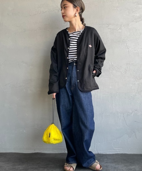 DANTON（ダントン）の「[DANTON/ダントン] Vネック リネンシャツカーディガン（シャツ/ブラウス・レディース・グレイッシュベージュ/ブラック・38/36）」の3枚目の写真