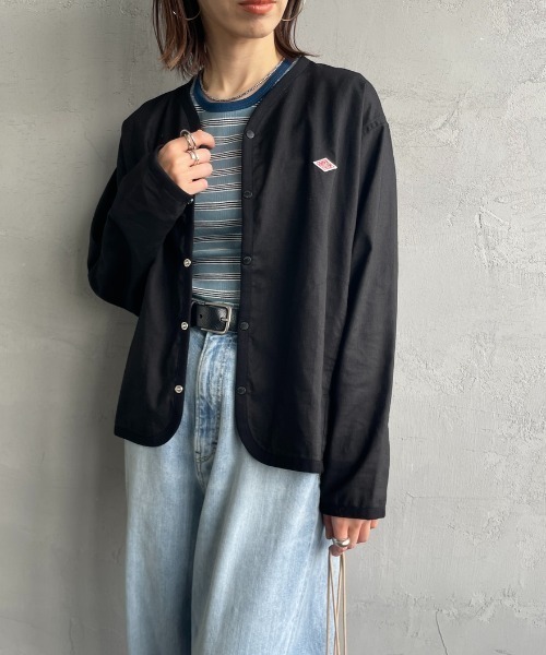 DANTON（ダントン）の「[DANTON/ダントン] Vネック リネンシャツカーディガン（シャツ/ブラウス・レディース・グレイッシュベージュ/ブラック・38/36）」の17枚目の写真