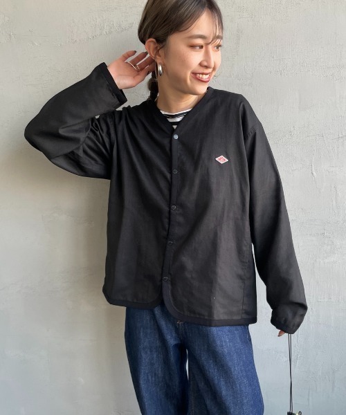 DANTON（ダントン）の「[DANTON/ダントン] Vネック リネンシャツカーディガン（シャツ/ブラウス・レディース・グレイッシュベージュ/ブラック・38/36）」の8枚目の写真