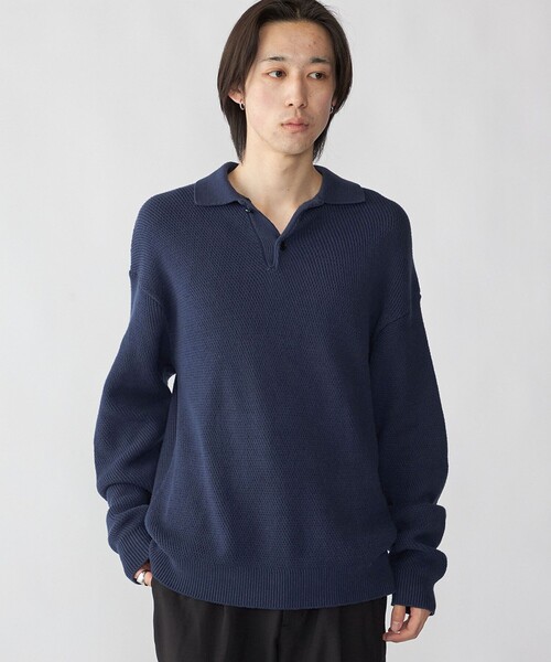 City Ambient Products（シティアンビエントプロダクツ）の「City Ambient Products: ソフト ヤーン カルゼ ニットポロ（ポロシャツ・メンズ・グレー/ブラック/レッド/ネイビー・SMALL/MEDIUM/LARGE）」の4枚目の写真