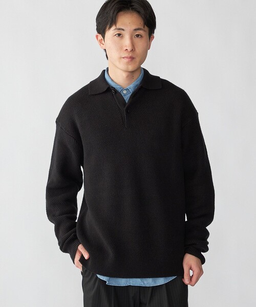 City Ambient Products（シティアンビエントプロダクツ）の「City Ambient Products: ソフト ヤーン カルゼ ニットポロ（ポロシャツ・メンズ・グレー/ブラック/レッド/ネイビー・SMALL/MEDIUM/LARGE）」の2枚目の写真