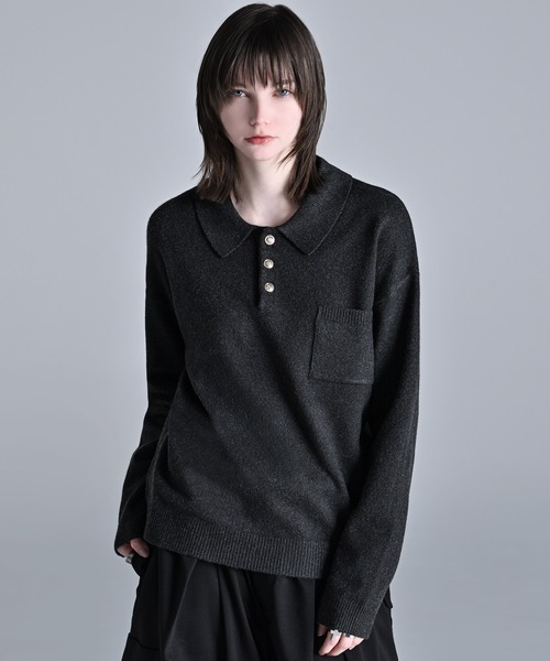 ADRER（アドラー）の「7G Comfort Knit Polo / 7ゲージ コンフォート ニットポロ（ニット/セーター・メンズ・グレー/ブルー/ブラック・XS/S/M/L）」の21枚目の写真