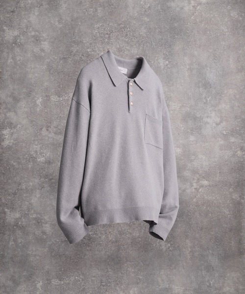 ADRER（アドラー）の「7G Comfort Knit Polo / 7ゲージ コンフォート ニットポロ（ニット/セーター・メンズ・グレー/ブルー/ブラック・XS/S/M/L）」の11枚目の写真