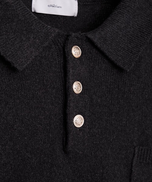 ADRER（アドラー）の「7G Comfort Knit Polo / 7ゲージ コンフォート ニットポロ（ニット/セーター・メンズ・グレー/ブルー/ブラック・XS/S/M/L）」の6枚目の写真