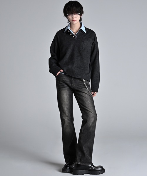 ADRER（アドラー）の「7G Comfort Knit Polo / 7ゲージ コンフォート ニットポロ（ニット/セーター・メンズ・グレー/ブルー/ブラック・XS/S/M/L）」の17枚目の写真