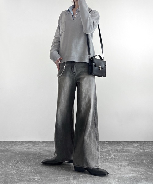 ADRER（アドラー）の「7G Comfort Knit Polo / 7ゲージ コンフォート ニットポロ（ニット/セーター・メンズ・グレー/ブルー/ブラック・XS/S/M/L）」の13枚目の写真