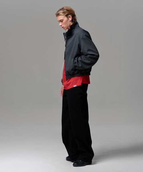 ERA(エラ)の「UNISEX PINSTRIPE HIGHNECK ZIP-UP BLOUSON - CHARCOAL GRAY(ナイロンジャケット・レディース・ダークグレー・SMALL/MEDIUM/LARGE)」の3枚目の写真