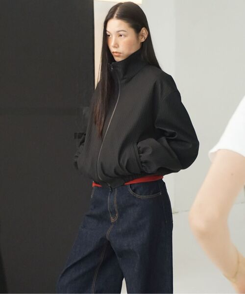 ERA(エラ)の「UNISEX PINSTRIPE HIGHNECK ZIP-UP BLOUSON - CHARCOAL GRAY(ナイロンジャケット・レディース・ダークグレー・SMALL/MEDIUM/LARGE)」の7枚目の写真