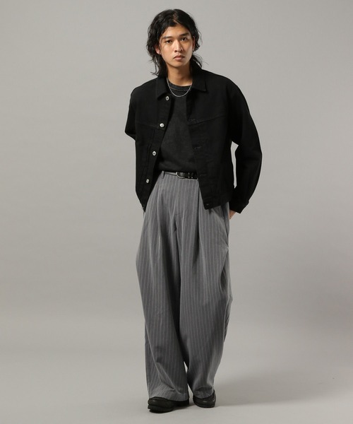 RAGEBLUE(レイジブルー)の「ARCH TUCK 3D Curve Buggy Slacks/バギーワイドスラックス(スラックス・メンズ・ベージュ/グレー系その他/ブラック・LARGE/MEDIUM)」の9枚目の写真