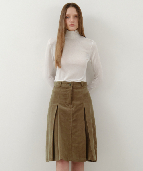 WEDNESDAYOASISFORWOMEN(ウェンズデー オアシス フォー ウーマン)の「コーデュロイプリーツミディスカート_BEIGE(W25-SK03)(スカート・レディース・ベージュ・SMALL/MEDIUM)」の4枚目の写真