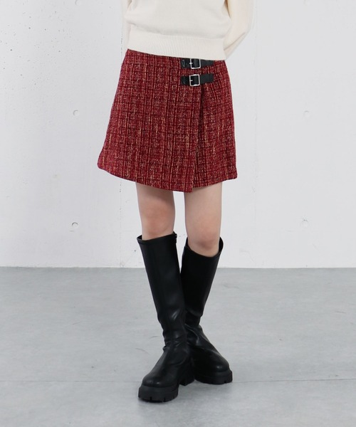 archives（アルシーヴ）の「ラメツイードラップスカパン（その他パンツ・レディース・レッド/ブラック/アイボリー・MEDIUM）」の5枚目の写真