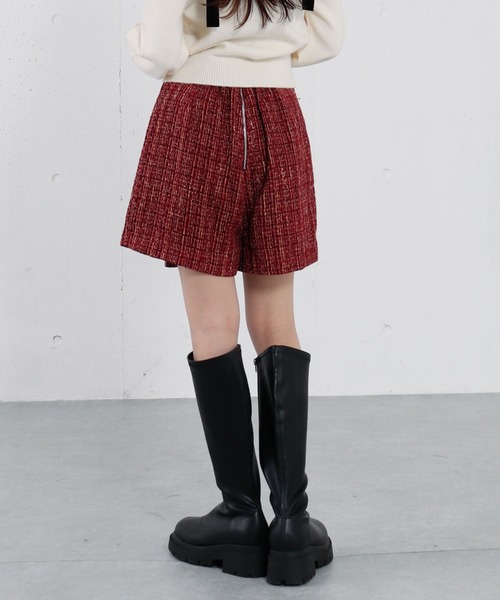 archives（アルシーヴ）の「ラメツイードラップスカパン（その他パンツ・レディース・レッド/ブラック/アイボリー・MEDIUM）」の7枚目の写真