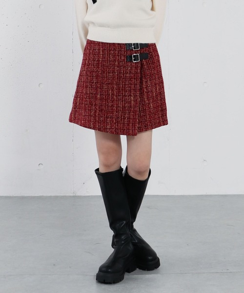 archives（アルシーヴ）の「ラメツイードラップスカパン（その他パンツ・レディース・レッド/ブラック/アイボリー・MEDIUM）」の4枚目の写真