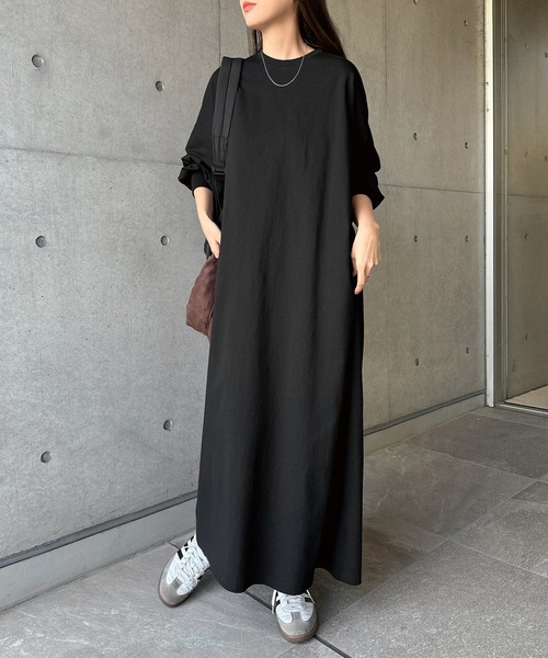 セール】ビッグシルエット長袖Tシャツワンピース（ワンピース）｜andme