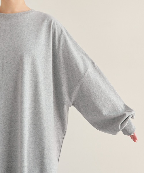 andme(アンドミー)の「ビッグシルエット長袖Tシャツワンピース(ワンピース・レディース・ブラック/杢グレー/キナリ・FREE)」の10枚目の写真