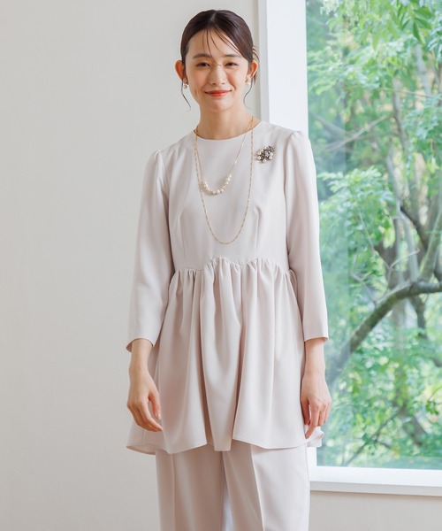 【troisiemechaco】単品ペプラム切替ブラウス（セットアップ可）