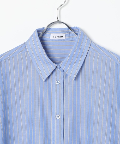 LEPSIM(レプシィム)の「ストライプ刺繍シャツ 630188(シャツ/ブラウス・レディース・ブルー/ライトブルー/イエロー/ピンク・FREE)」の6枚目の写真