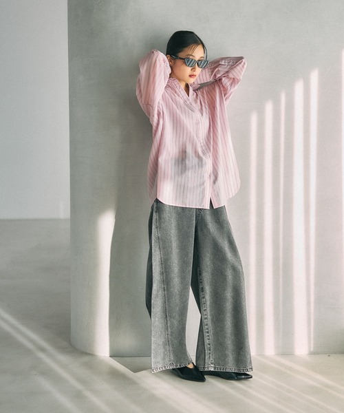 LEPSIM（レプシィム）の「ストライプ刺繍シャツ　630188（シャツ/ブラウス・レディース・ブルー/ライトブルー/イエロー/ピンク・FREE）」の20枚目の写真
